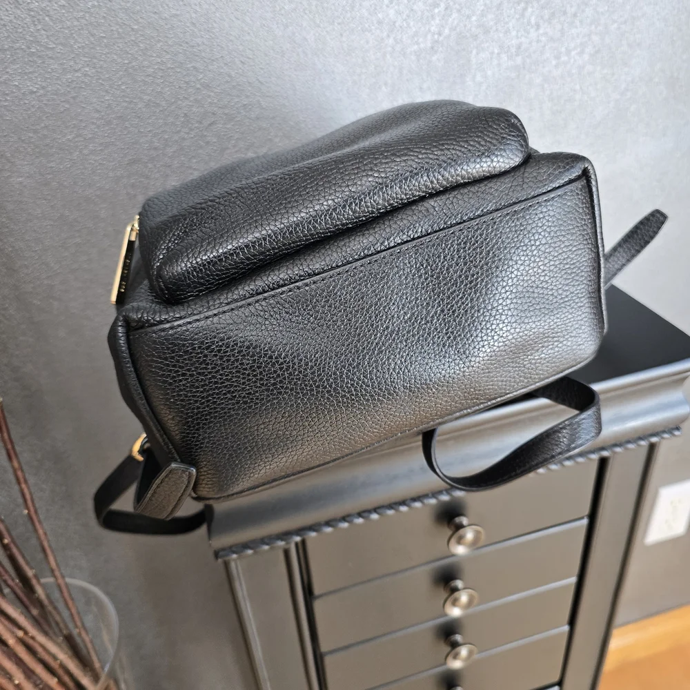 Michael Kors Black Pebbled Leather Backpack with Gold Hardware